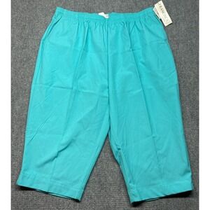 Koret Francisca Capri Pants Womens 24W Blue Elastic Waist High Rise Solid New